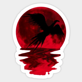 red moon bird 4 Sticker